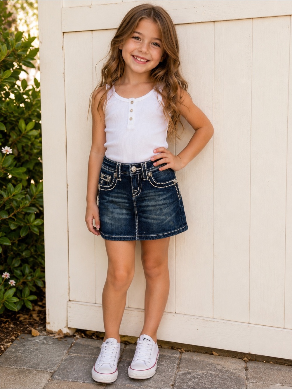 Miss Me Girls Denim Blue Jean Skirt Size 7